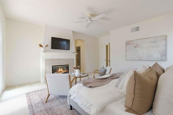 Bedroom, Fireplace, Interior