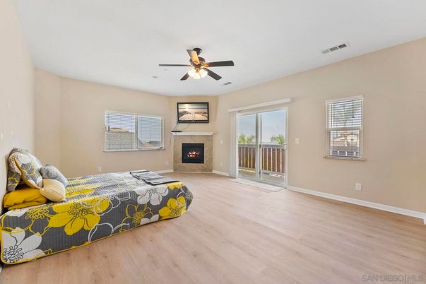 Bedroom, Fireplace, Interior, Wood Texture Flooring