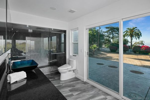 Bathroom, Glass Shower, Interior, Wood Texture Flooring