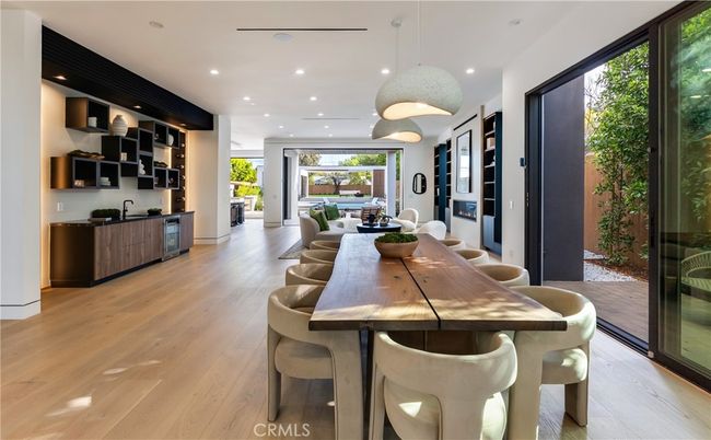 Dining room, Interior, Pendant Lights, Recessed Lighting, Wood Texture Flooring