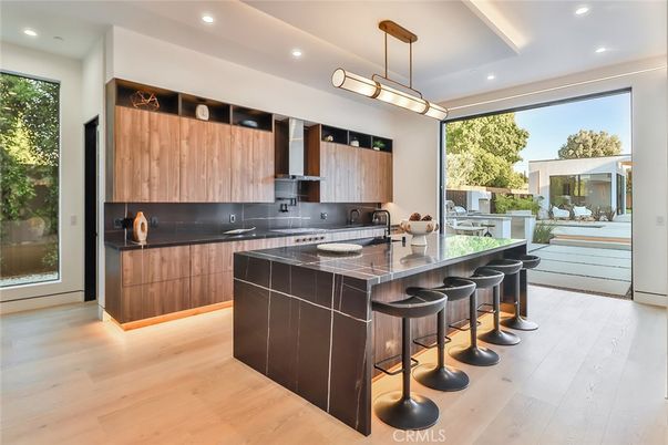 Interior, Kitchen, Pendant Lights, Recessed Lighting, Wood Texture Flooring