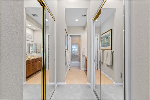 Bathroom, Interior, Recessed Lighting, Wood Texture Flooring