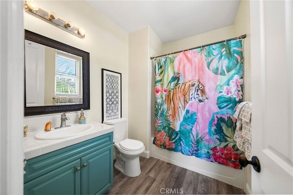 Bathroom, Interior, Tile Countertops, Wood Texture Flooring
