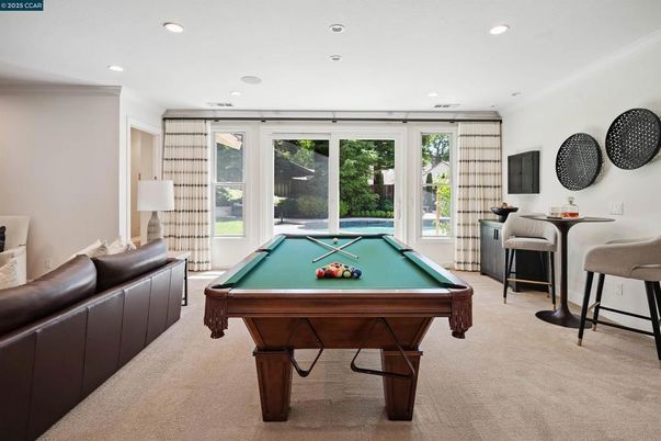 Billiard Table, Game Room, Interior, Recessed Lighting