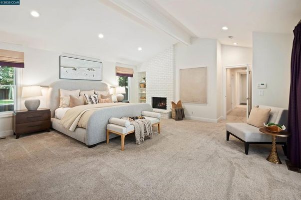 Bedroom, Fireplace, Interior, Recessed Lighting
