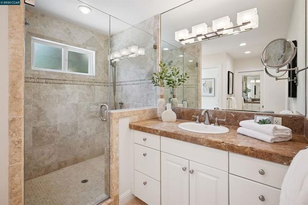 Bathroom, Glass Shower, Interior, Recessed Lighting