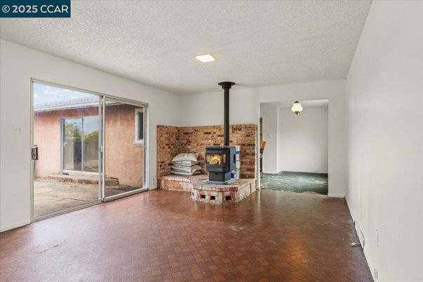 Fireplace, Interior, Recessed Lighting, Stone Walls