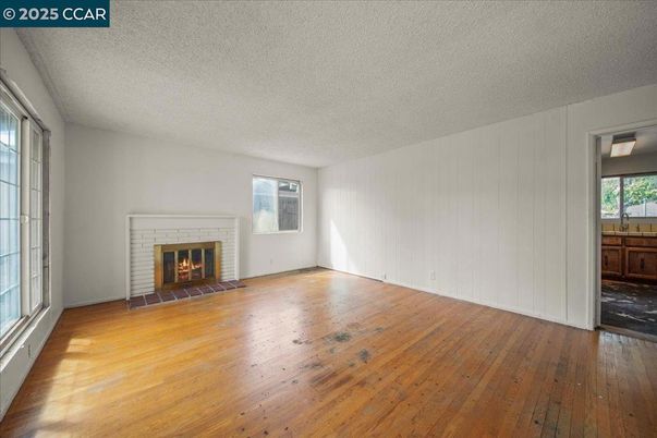 Empty room, Fireplace, Interior, Wood Texture Flooring
