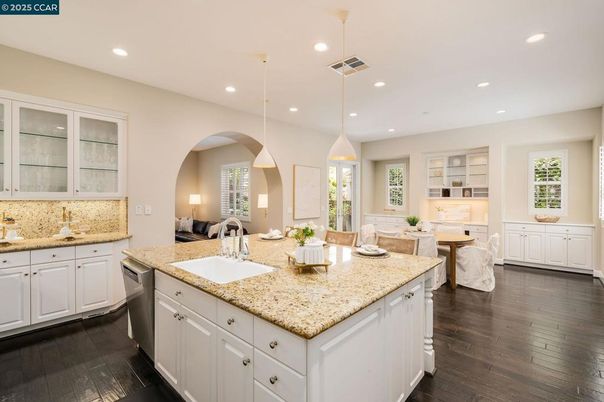 Interior, Kitchen, Pendant Lights, Recessed Lighting, Wood Texture Flooring