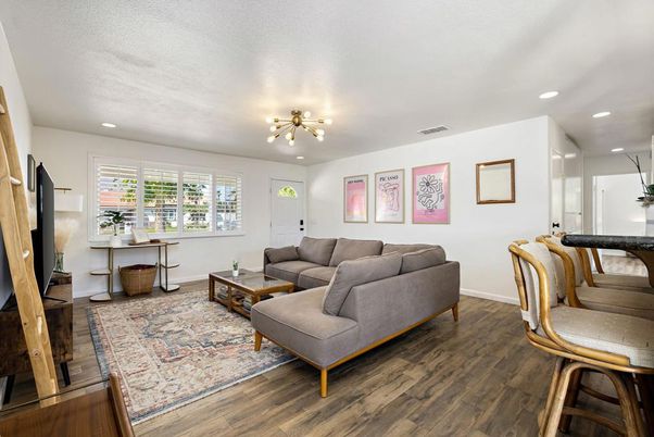 Interior, Living room, Recessed Lighting, Wood Texture Flooring