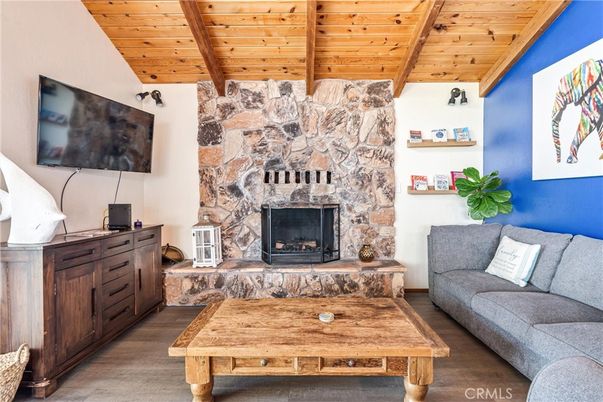 Fireplace, Interior, Living room, Stone Walls, Wooden Beams, Wooden Ceilings, Wood Texture Flooring