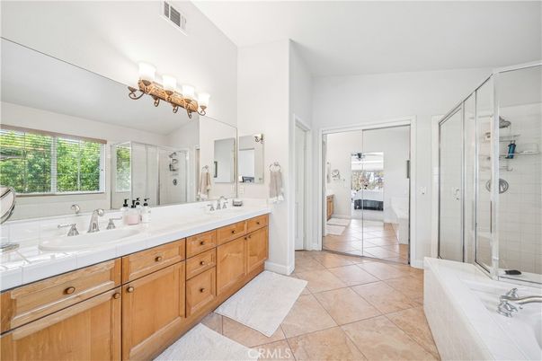 Bathroom, Dual Sink Vanities, Glass Shower, Interior, Tile Countertops