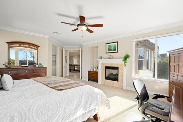Bedroom, Fireplace, Interior