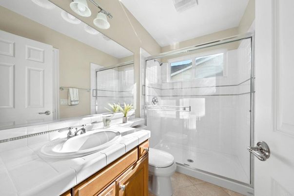 Bathroom, Glass Shower, Interior, Tile Countertops