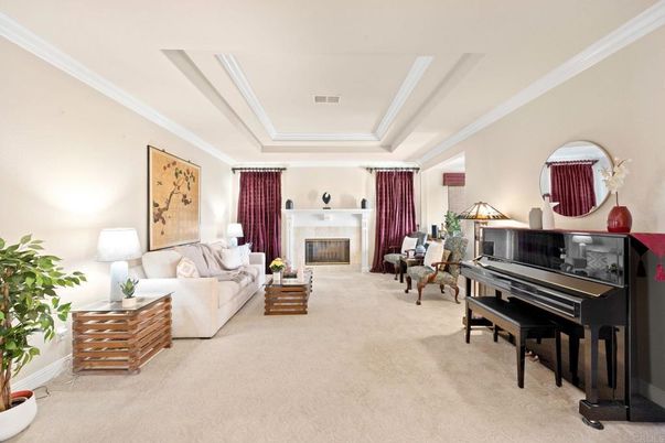 Fireplace, Interior, Living room, Piano, Recessed Lighting