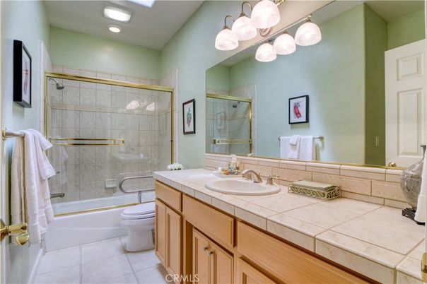 Bathroom, Glass Shower, Interior, Recessed Lighting, Tile Countertops