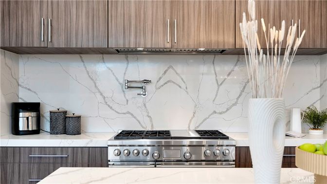 Interior, Kitchen, Marble Walls, Stainless Steel Appliances