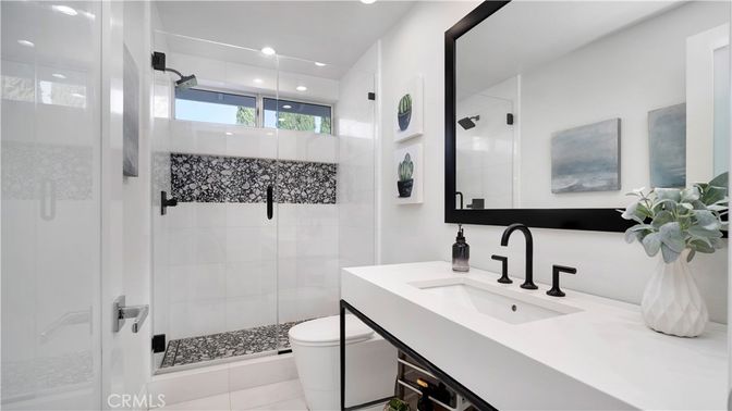 Bathroom, Glass Shower, Interior, Recessed Lighting