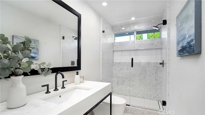 Bathroom, Glass Shower, Interior, Recessed Lighting