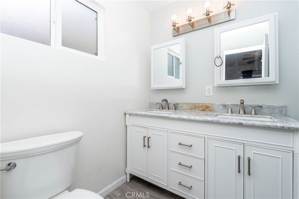 Bathroom, Dual Sink Vanities, Interior, Wood Texture Flooring