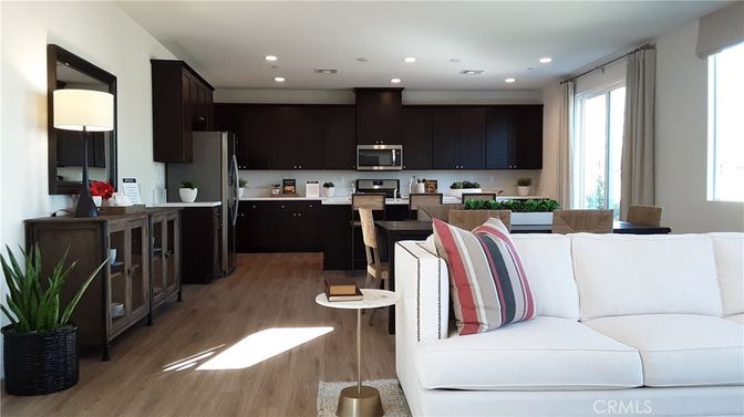 Interior, Kitchen, Living room, Recessed Lighting, Stainless Steel Appliances, Wood Texture Flooring