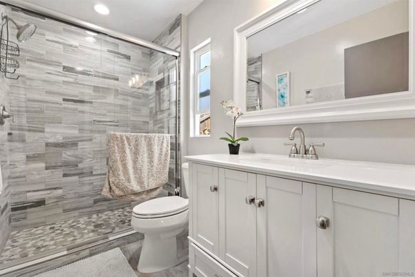 Bathroom, Glass Shower, Interior, Recessed Lighting