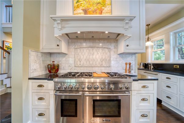 Interior, Kitchen, Pendant Lights, Stainless Steel Appliances, Wood Texture Flooring