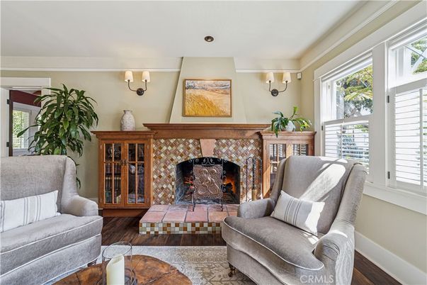 Fireplace, Interior, Recessed Lighting, Wood Texture Flooring