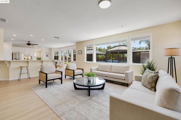 Interior, Kitchen, Living room, Recessed Lighting, Wood Texture Flooring