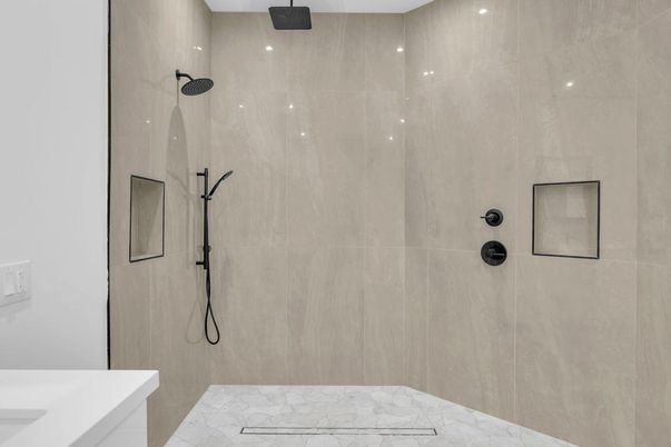 Bathroom, Interior, Marble, Recessed Lighting
