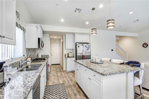 Interior, Kitchen, Pendant Lights, Recessed Lighting, Wood Texture Flooring