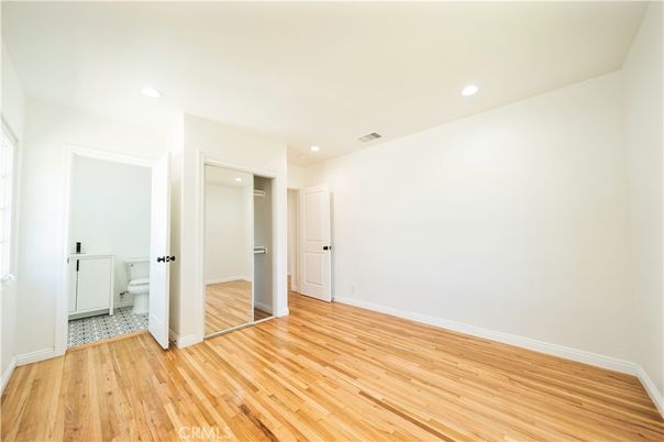 Bathroom, Empty room, Interior, Recessed Lighting, Wood Texture Flooring