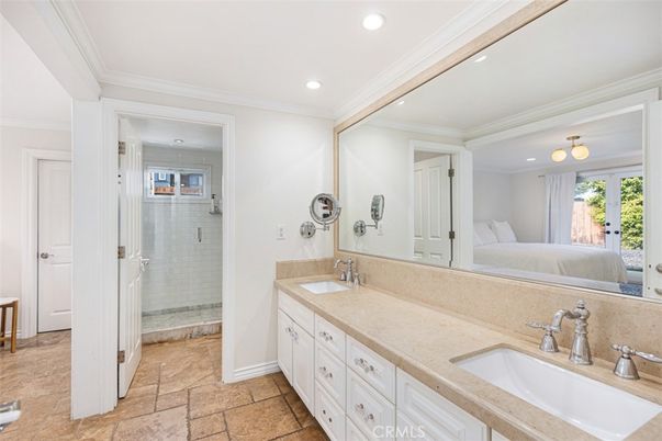 Bathroom, Bedroom, Dual Sink Vanities, Glass Shower, Interior, Recessed Lighting