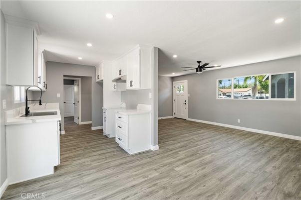 Interior, Kitchen, Recessed Lighting, Wood Texture Flooring