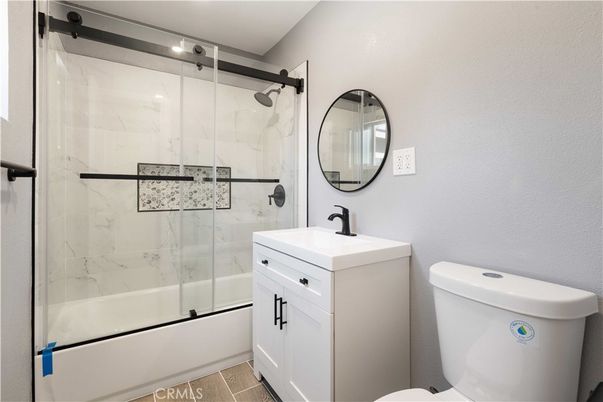 Bathroom, Glass Shower, Interior, Marble Walls, Wood Texture Flooring