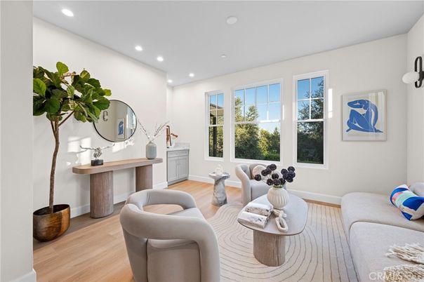 Interior, Living room, Recessed Lighting, Wood Texture Flooring