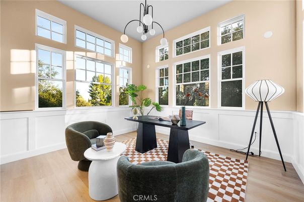 Home Office, Interior, Pendant Lights, Wood Texture Flooring