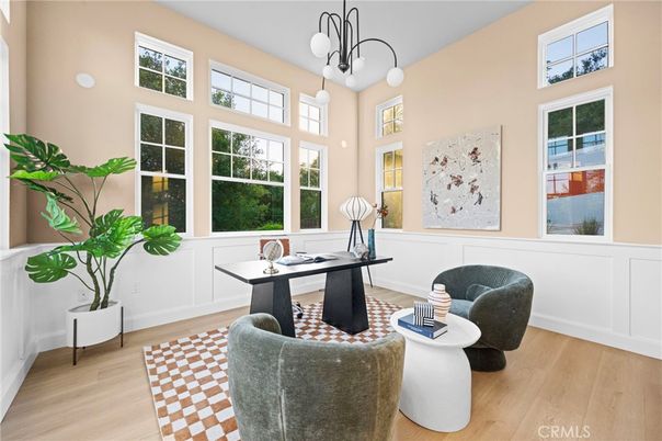Home Office, Interior, Pendant Lights, Wood Texture Flooring