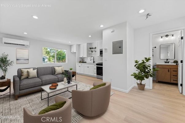 Interior, Kitchen, Living room, Recessed Lighting, Stainless Steel Appliances, Wood Texture Flooring