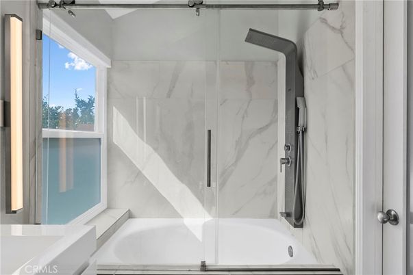 Bathroom, Glass Shower, Interior, Marble Walls