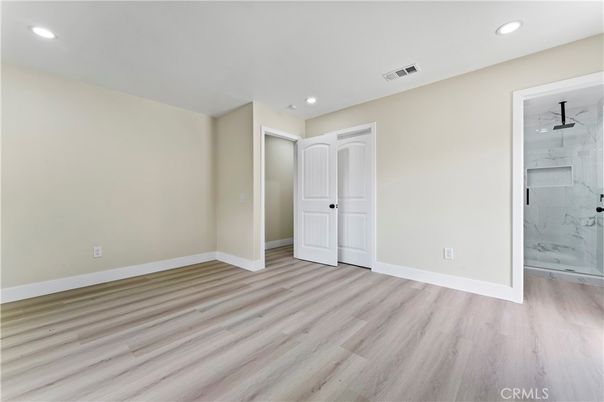 Bathroom, Empty room, Interior, Marble Walls, Recessed Lighting, Wood Texture Flooring