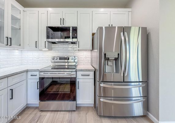 Interior, Kitchen, Stainless Steel Appliances, Wood Texture Flooring