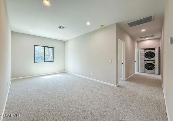Empty room, Fireplace, Interior, Recessed Lighting, Utility Closets, Washer