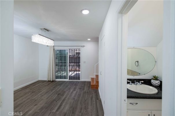 Bathroom, Chandelier, Interior, Recessed Lighting, Wood Texture Flooring