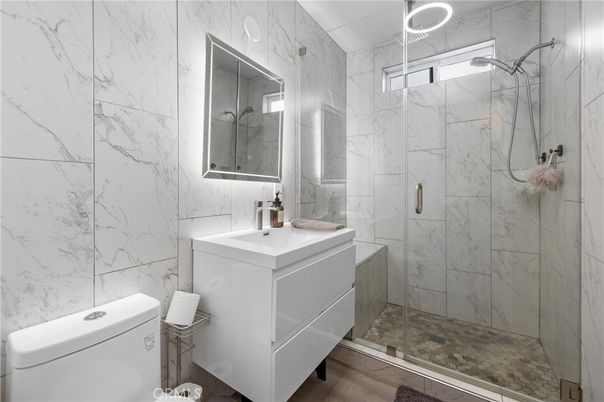 Bathroom, Glass Shower, Interior, Marble Walls