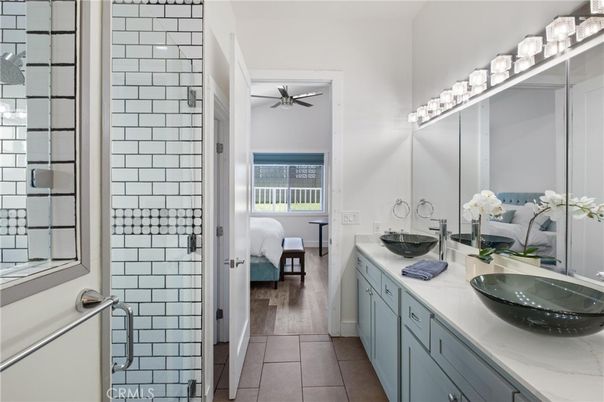 Bathroom, Dual Sink Vanities, Interior, Wood Texture Flooring