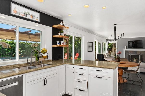 Dining room, Fireplace, Interior, Kitchen, Pendant Lights, Recessed Lighting