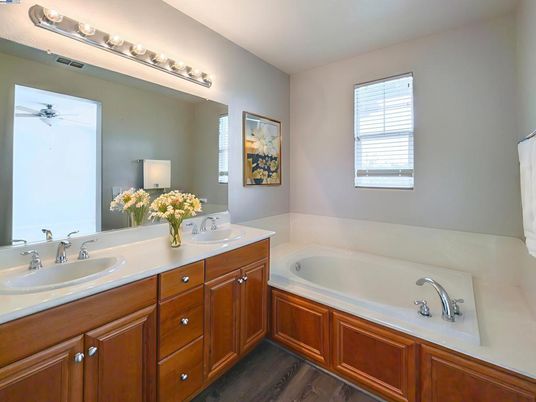 Bathroom, Dual Sink Vanities, Interior, Wood Texture Flooring