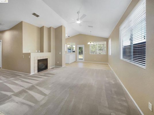 Empty room, Fireplace, Interior, Pendant Lights