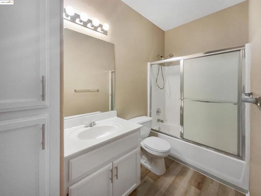 Bathroom, Glass Shower, Interior, Wood Texture Flooring